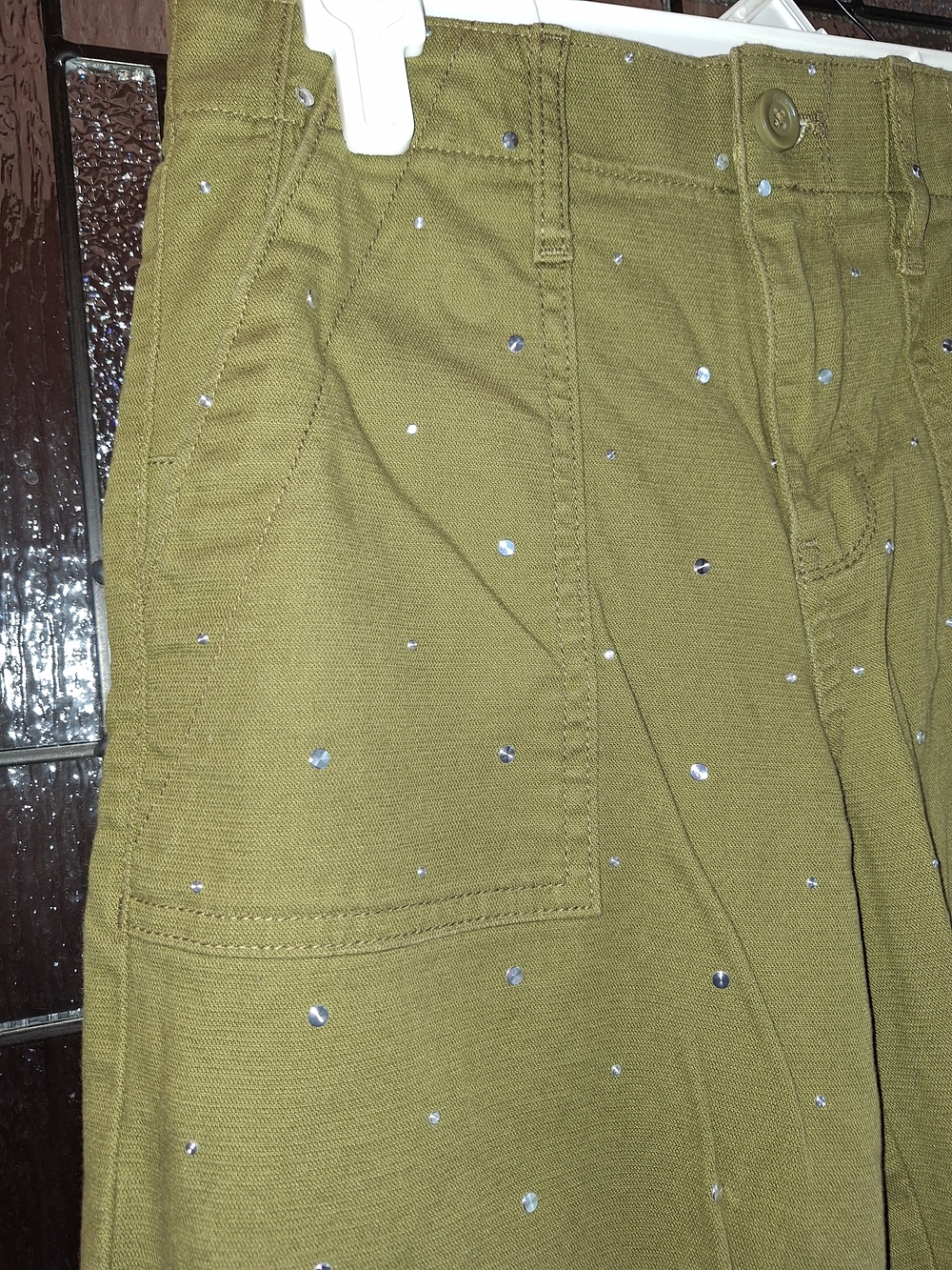 Olive Green Cropped Women's Jeans - Ankle Length
